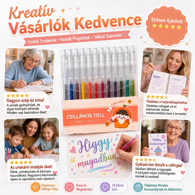 ✨ Zestaw piór żelowych z brokatem i mechanizmem cofającym do pisania dziennika i rysowania