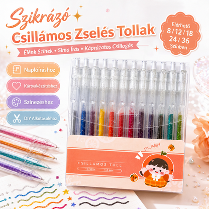 ✨ Zestaw piór żelowych z brokatem i mechanizmem cofającym do pisania dziennika i rysowania