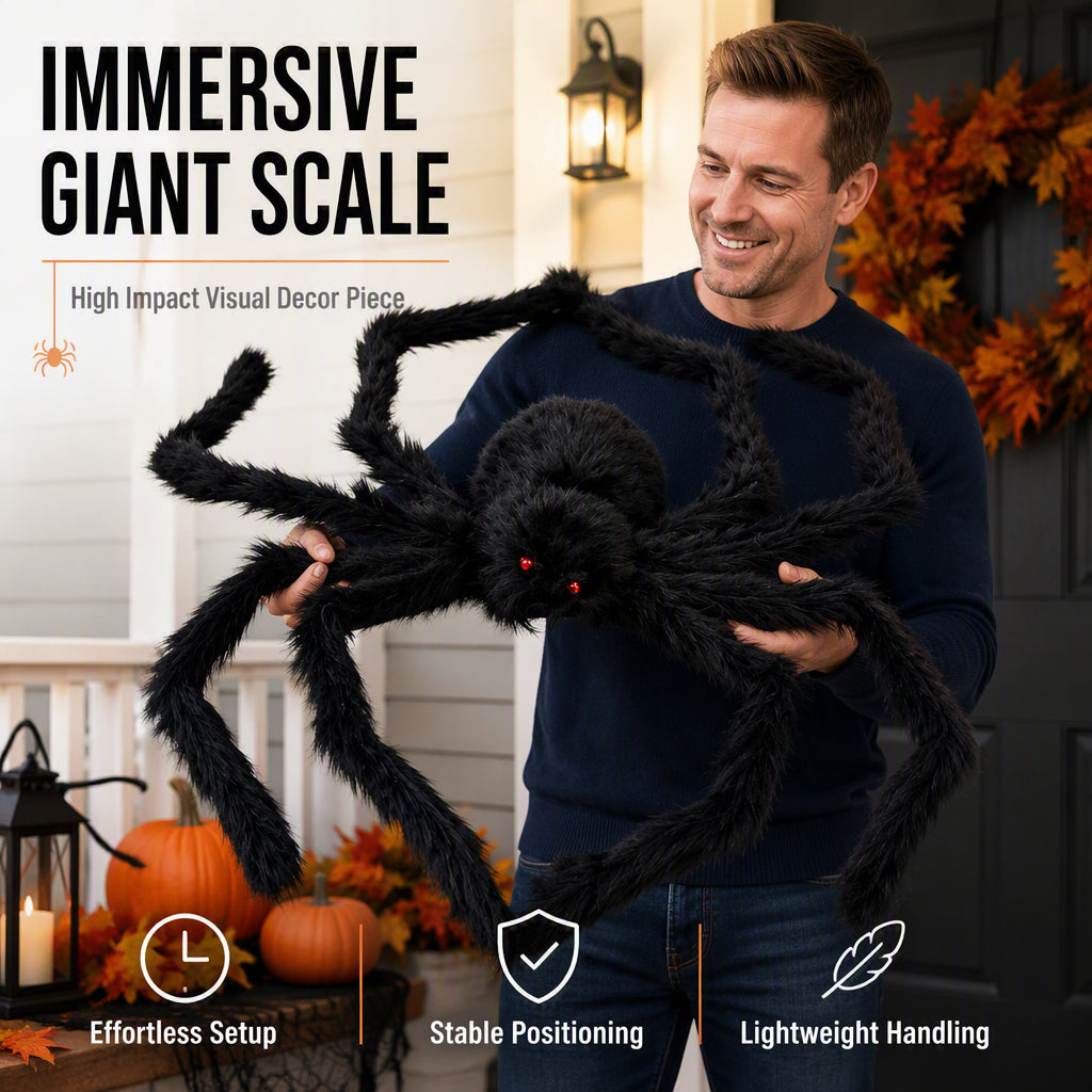 Gigantyczny pająk do dekoracji zewnętrznych na Halloween