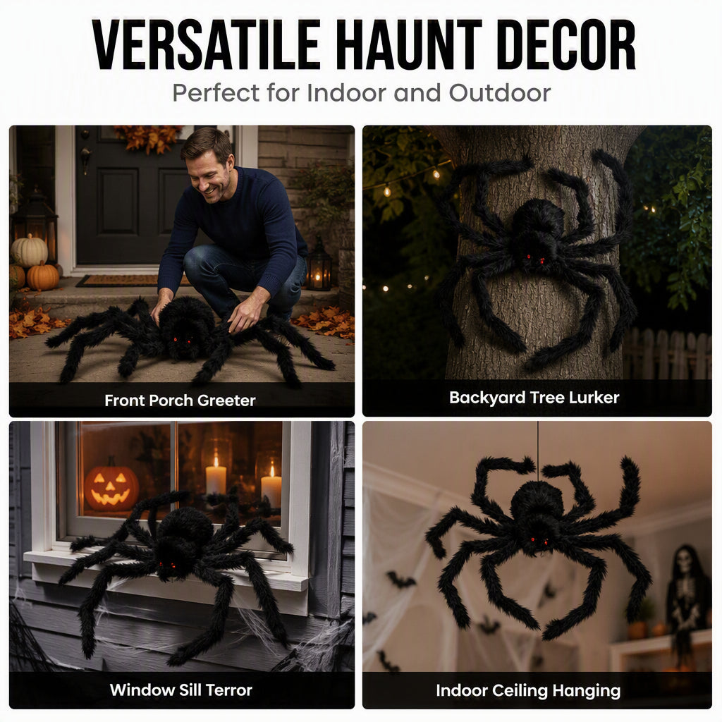 Gigantyczny pająk do dekoracji zewnętrznych na Halloween