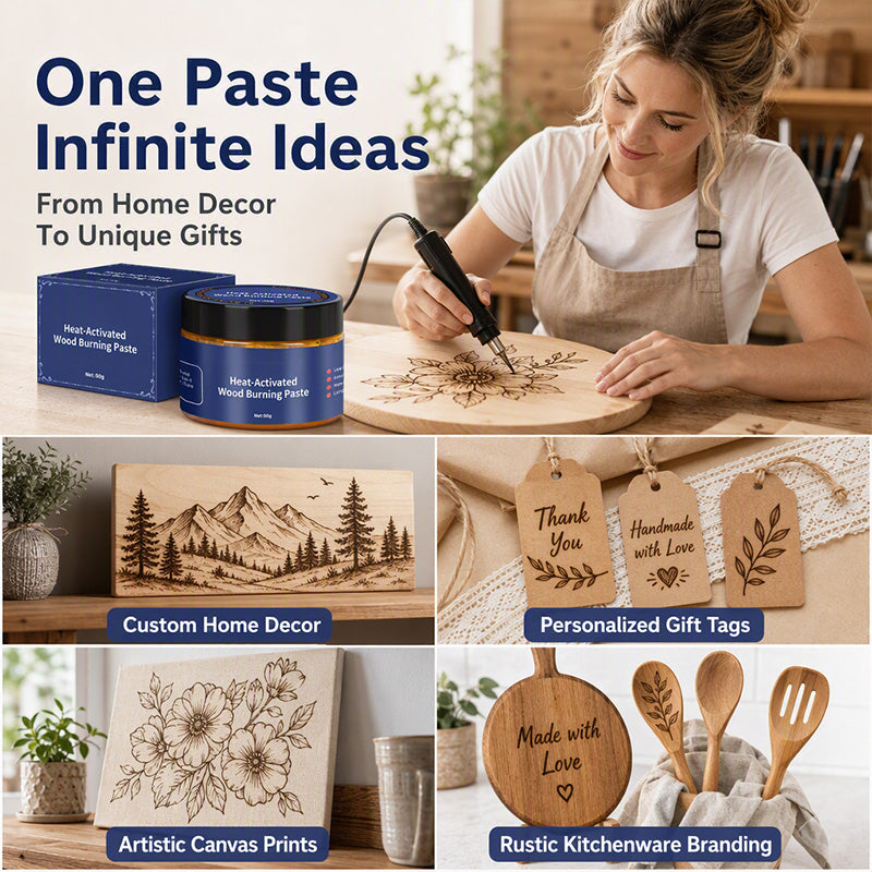 🔥50% taniej! Pasta aktywowana ciepłem do wypalania w drewnie – pirografia DIY na drewnie, skórze i płótnie przy użyciu opalarki! 🎨✨