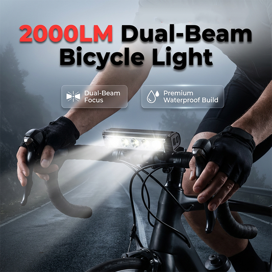 🚴Teraz 50% taniej! Ładowana przez USB lampka rowerowa 2000 lm z podwójną wiązką światła – wodoodporna, jasna lampa przednia z regulacją skupienia, idealna do jazdy nocnej i kolarstwa górskiego.