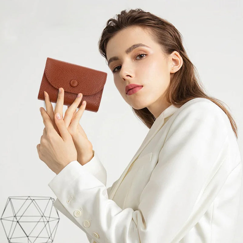 👝Modny krótki portfel ze skóry PU z wzorem liczi