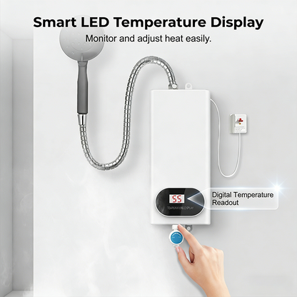 ⏳🔥Wyprzedaż 2026 — Sprzedano ponad 15 000 sztuk!💧Kompaktowy, przepływowy elektryczny podgrzewacz wody — wyświetlacz temperatury LED i liczne zabezpieczenia ✨