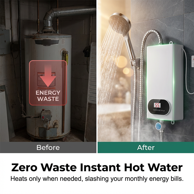 ⏳🔥Wyprzedaż 2026 — Sprzedano ponad 15 000 sztuk!💧Kompaktowy, przepływowy elektryczny podgrzewacz wody — wyświetlacz temperatury LED i liczne zabezpieczenia ✨