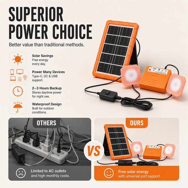 ☀️ Teraz 50% taniej! Przenośny system zasilania solarnego z 2 lampami LED – zestaw generatora solarnego typu off-grid, wieloportowa stacja ładowania na kemping, do użytku w sytuacjach awaryjnych i w terenie.