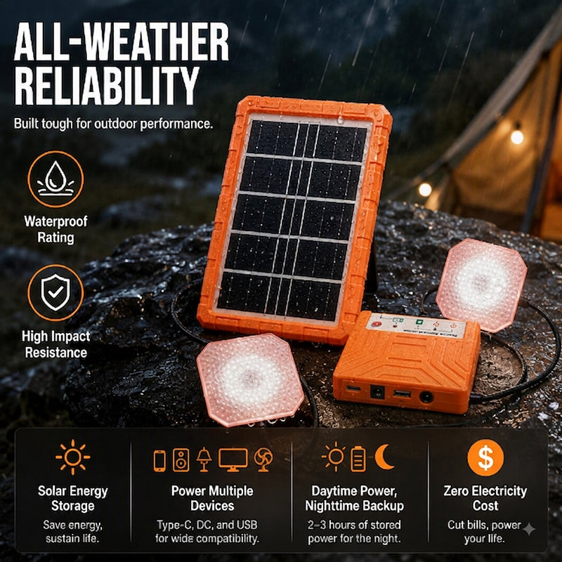 ☀️ Teraz 50% taniej! Przenośny system zasilania solarnego z 2 lampami LED – zestaw generatora solarnego typu off-grid, wieloportowa stacja ładowania na kemping, do użytku w sytuacjach awaryjnych i w terenie.