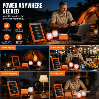 ☀️ Teraz 50% taniej! Przenośny system zasilania solarnego z 2 lampami LED – zestaw generatora solarnego typu off-grid, wieloportowa stacja ładowania na kemping, do użytku w sytuacjach awaryjnych i w terenie.