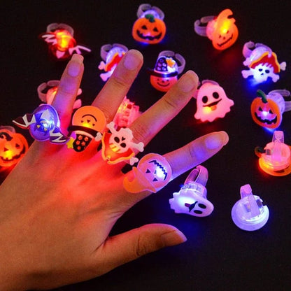 Świecące pierścionki LED na Halloween – Zestaw 50 sztuk