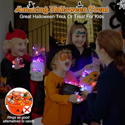 Świecące pierścionki LED na Halloween – Zestaw 50 sztuk
