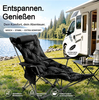 🏕️Teraz 50% taniej! Regulowany, wyściełany fotel turystyczny z funkcją rozkładania – wytrzymały, przenośny leżak kempingowy z podnóżkiem (udźwig 150 kg), idealny do kampera, ogrodu i na piknik.