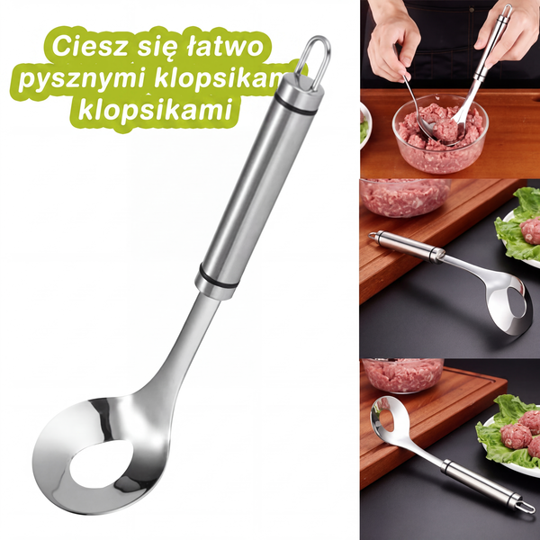🥄 Stalowa łyżka do formowania klopsików – równomierne pierogi, trwałe ⚡