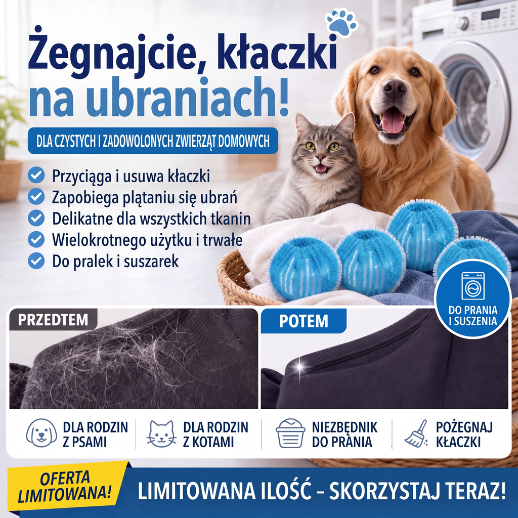 🔥Wielokrotnego użytku kule do prania do usuwania sierści zwierząt domowych