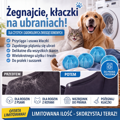 🔥Wielokrotnego użytku kule do prania do usuwania sierści zwierząt domowych