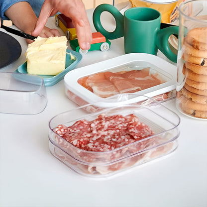 🍱3-warstwowe pojemniki na żywność z pokrywką wielokrotnego użytku – przezroczyste, chrupiące pudełka do lodówki 📦✨