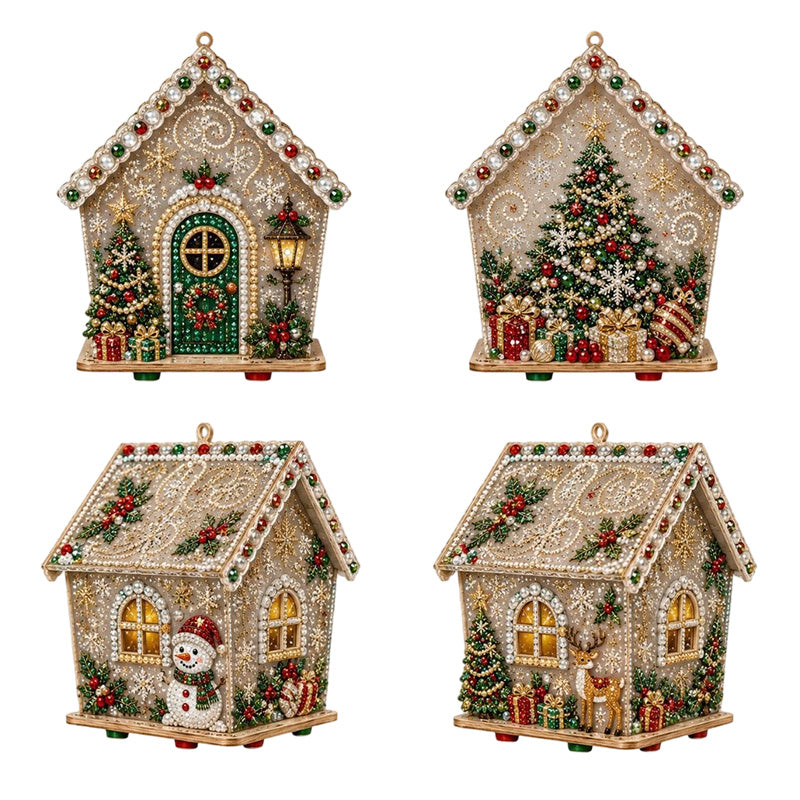 🎄✨ Zestaw DIY do tworzenia świątecznych obrazków 3D z perełkami – ręcznie wykonana dekoracja świąteczna (6 wzorów)