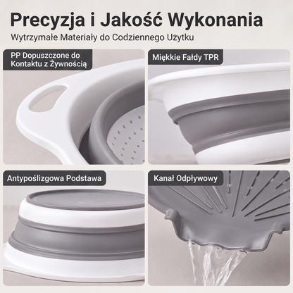 🧺3-częściowy składany zestaw durszlaków z podstawką do odsączania🥦🍇