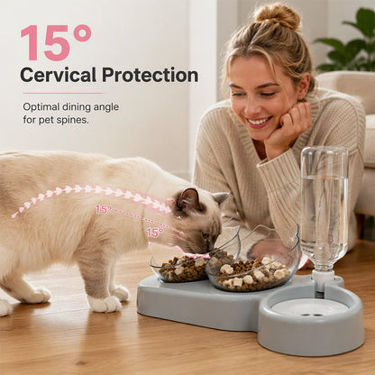 Ergonomiczna, podwyższona i pochylona miska dla zwierząt 2 w 1