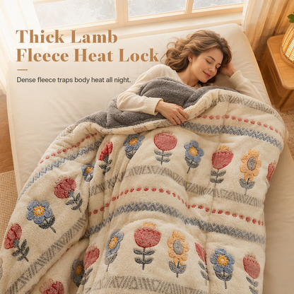 ⏳50% taniej⏰🛌 Dwustronna zimowa kołdra z polaru typu sherpa – gruba i ciepła, miękka w dotyku (jak aksamit), idealna na chłodne noce❄️