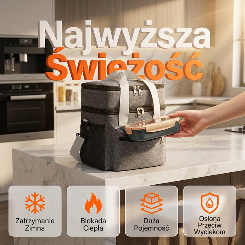 Dwuwarstwowa izolowana torba na lunch