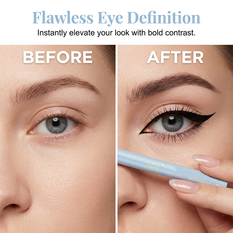 👁️Wodoodporny eyeliner w pisaku z cienką końcówką👁️ – Końcówka 0,01 mm i formuła odporna na rozmazywanie – Idealny do precyzyjnego, trwałego makijażu oczu ⚡