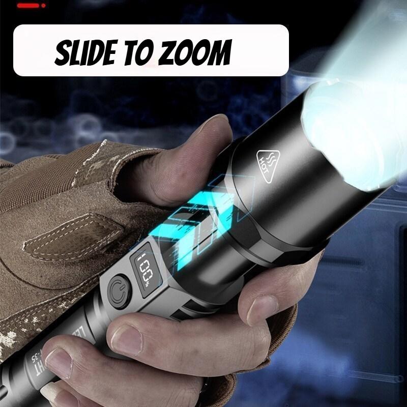 Akumulatorowa latarka laserowa z wyświetlaczem cyfrowym