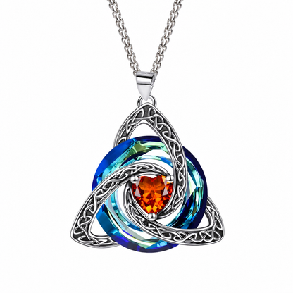Damski naszyjnik z wisiorkiem w kształcie węzła celtyckiego i kamieniem urodzinowym