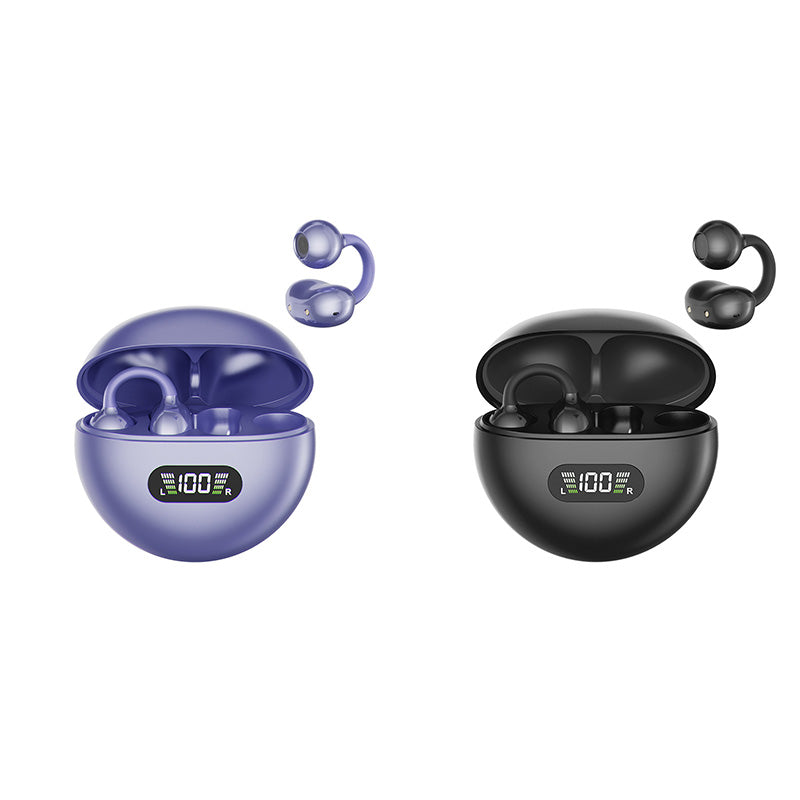 🎧 👂 Słuchawki Bluetooth typu „open-ear” (zaczepiane na ucho) – całodzienny komfort, wciągający dźwięk, minimalizacja wycieku dźwięku, 8–10 godzin pracy na baterii, sterowanie dotykowe. Bez bólu uszu! 🔋