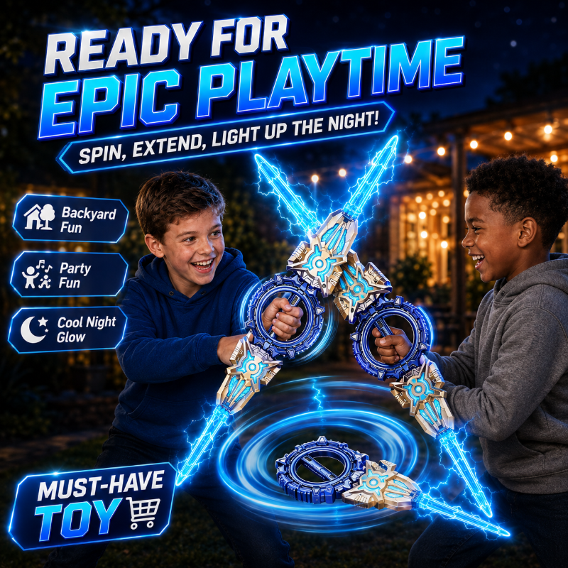 🥳2026 HOT SALE🥳💞50K+ SOLD! ⚔️✨ 50% OFF! Rechargeable Double-Blade Light Up Sword – 360° spin, extendable, 24 light modes, motion sounds, USB-C. Epic gift for kids 6+! 🎁💪