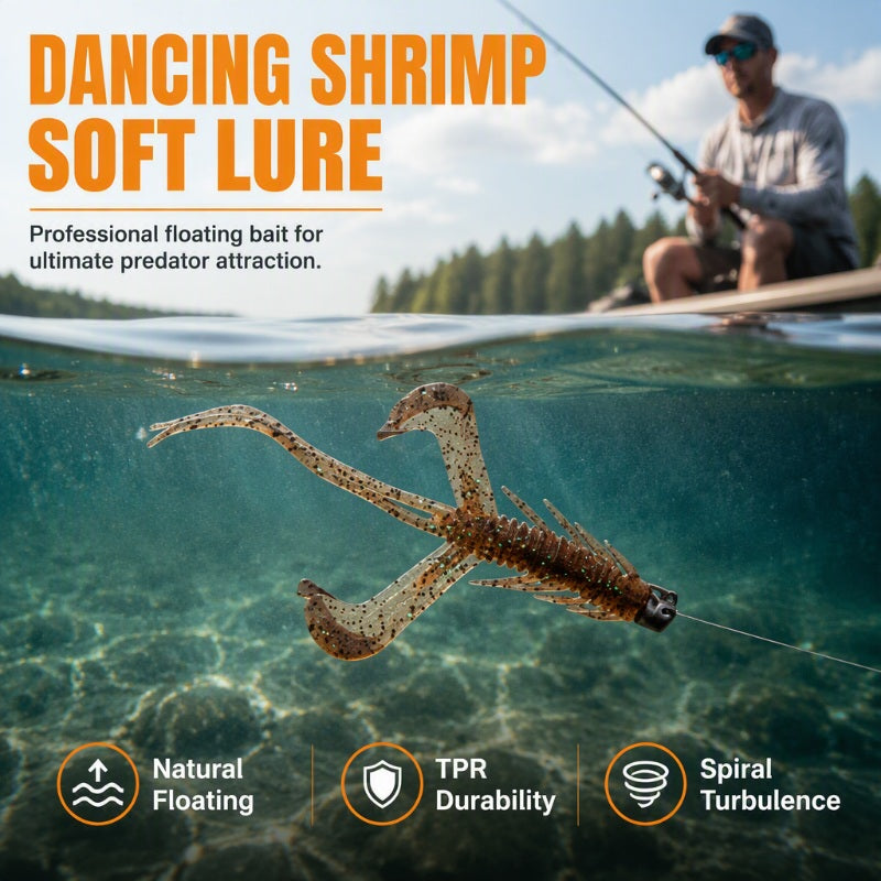🎣 OFERTA OGRANICZONA CZASOWO: -50% 🦐 Realistyczne pływające przynęty imitujące krewetki — zestaw 8 sztuk, naturalna praca w wodzie