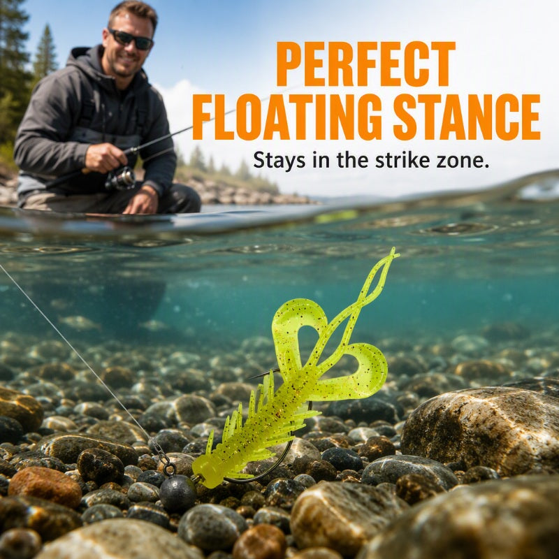 🎣 OFERTA OGRANICZONA CZASOWO: -50% 🦐 Realistyczne pływające przynęty imitujące krewetki — zestaw 8 sztuk, naturalna praca w wodzie
