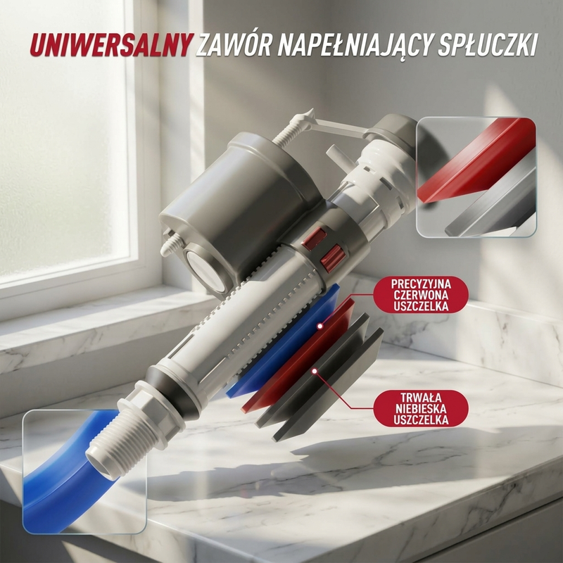 Uniwersalny regulowany zawór wlotowy do toalety