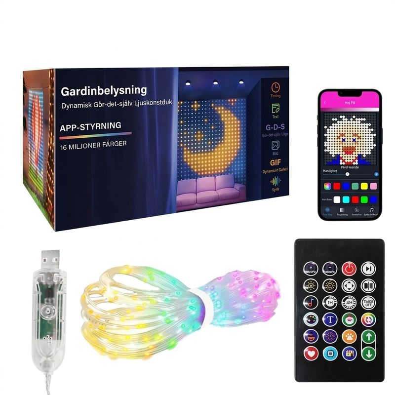 🌈 Teraz 50% taniej! 💡 Wodoodporna kurtyna świetlna LED – sterowanie aplikacją, synchronizacja z muzyką i własne wzory świetlne 🎵