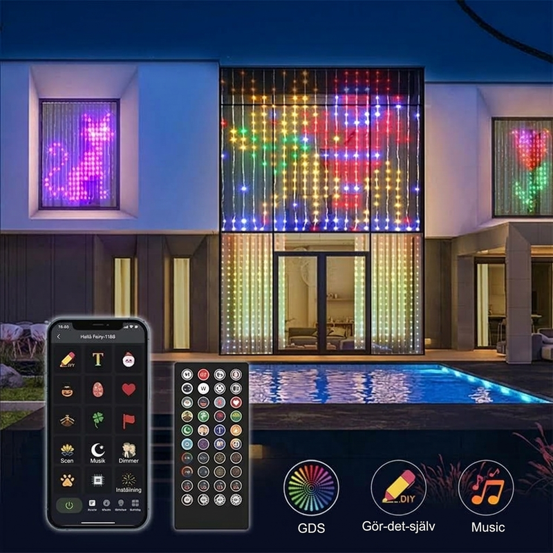 🌈 Teraz 50% taniej! 💡 Wodoodporna kurtyna świetlna LED – sterowanie aplikacją, synchronizacja z muzyką i własne wzory świetlne 🎵