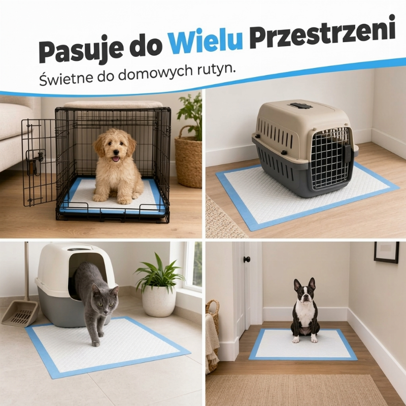 Jednorazowe, chłonne i szczelne podkładki higieniczne dla zwierząt domowych