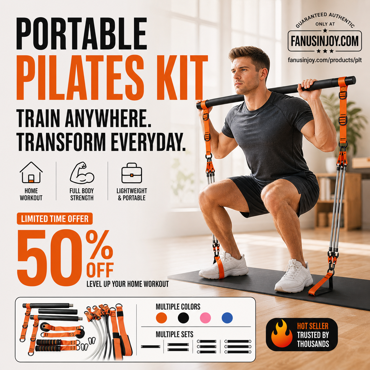 🧘 Zestaw drążka Pilates z 6 taśmami – 50% ZNIŻKI! OFERTA LIMITOWANA!💪 Niezbędnik dla Miłośników Fitness!🏋️‍♀️Wzmocnij mięśnie, popraw elastyczność i sylwetkę bez wychodzenia z domu. ✨ Twój osobisty trener w zestawie! 💪