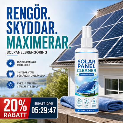 🛒 Teraz 50% taniej! ☀️ Zaawansowany spray do czyszczenia paneli słonecznych – Skutecznie usuwa zabrudzenia i zwiększa uzysk energii – Łatwy w użyciu produkt do stosowania na zewnątrz 💧